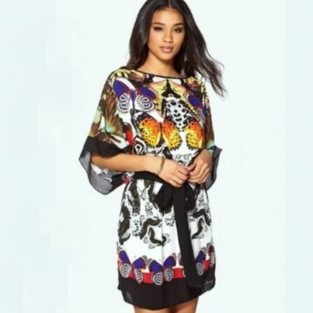 Desigual Gijon Butterfly Tie Waist Kimono Caftan Dress Size EUR 42 US 10